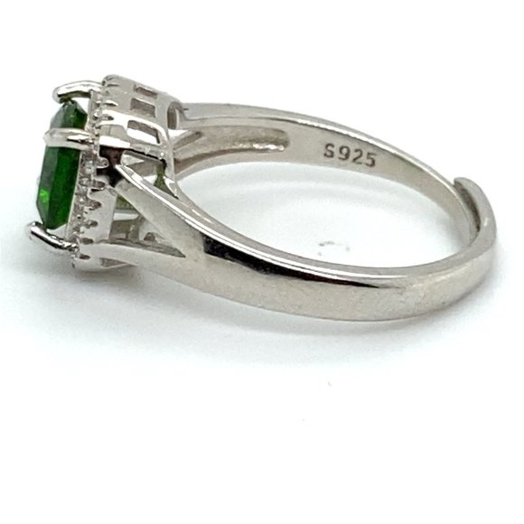 Chrome Diopside 1.45ct White Gold Finish Solid 925 Sterling Silver Ring - Picture 6 of 7